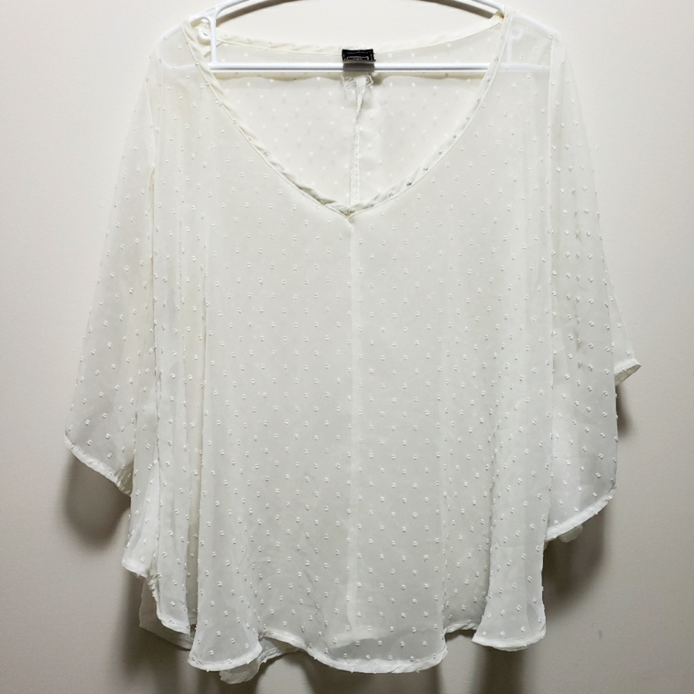 Thanx Collection Boho Sheer Blouse Scalloped Bell Sleeves